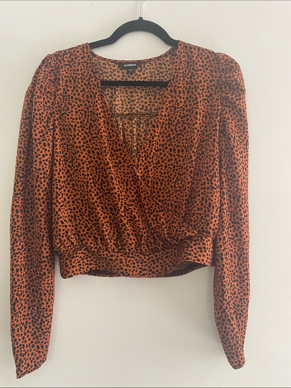 Express Rust Leopard Print Surplice Blouse